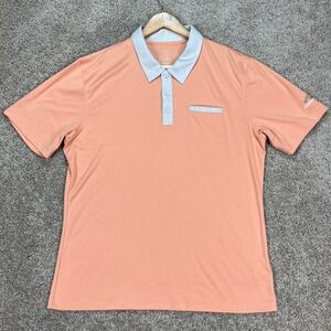 Swannies Polo Shirt Mens Large Peach Orange Short Sleeve Golf Southern Hills EUC